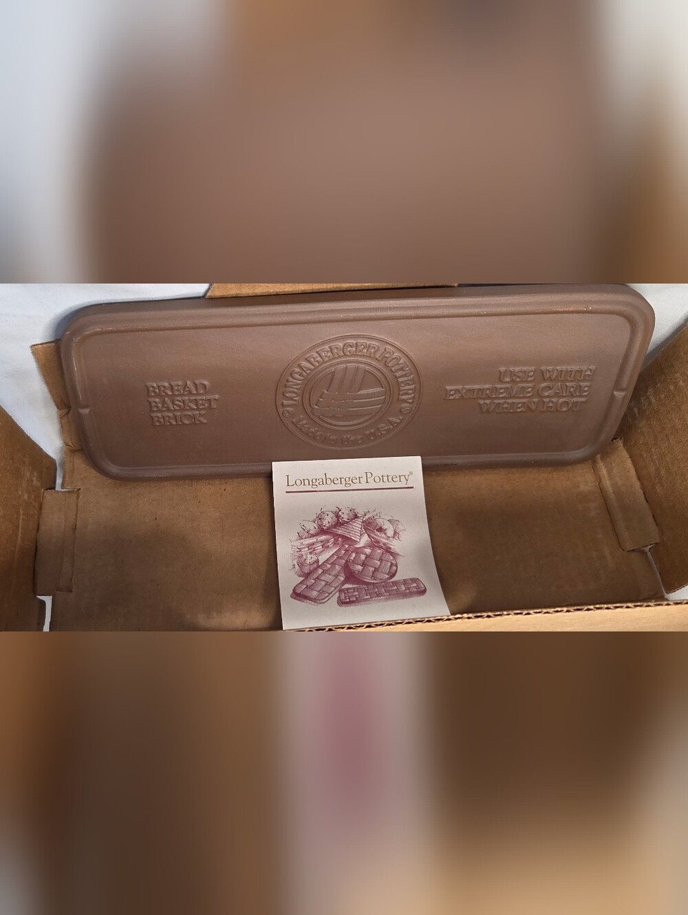 Vintage Longaberger Pottery Bread Basket Brick Warmer #30074 – NIB with Instruct